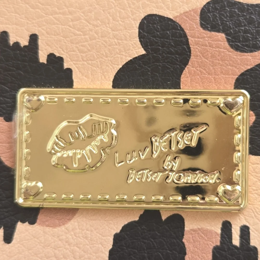 💕Betsey Johnson Leopard Print Bag Cat Ears Gold Chain Crossbody - Picture 9 of 11